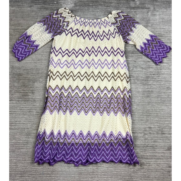 Fresh Of La Dresses & Skirts - Fresh‎ of LA Dress Womens 3X Purple Chevron Crochet Knit 3/4 Sleeve Shift KD4647